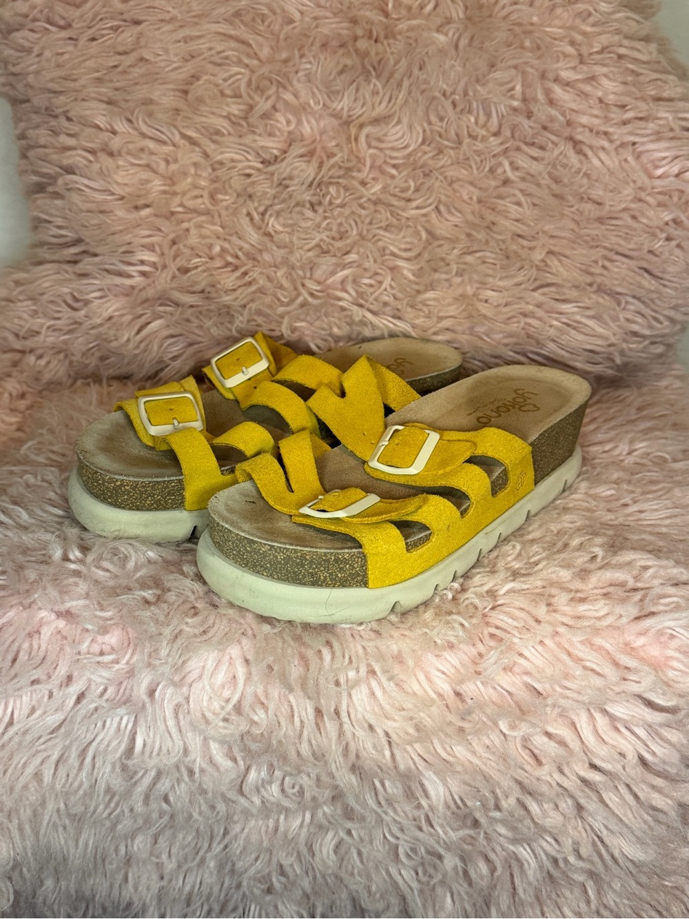 Yokono Yellow Buckle Slide Sandals